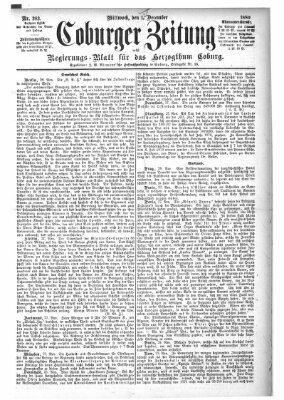 Coburger Zeitung Mittwoch 1. Dezember 1880