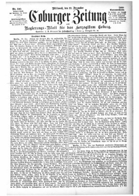 Coburger Zeitung Mittwoch 22. Dezember 1880