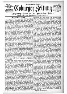 Coburger Zeitung Freitag 24. Dezember 1880