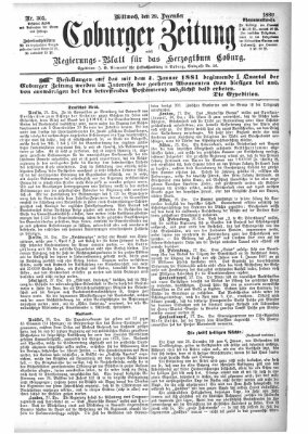 Coburger Zeitung Mittwoch 29. Dezember 1880