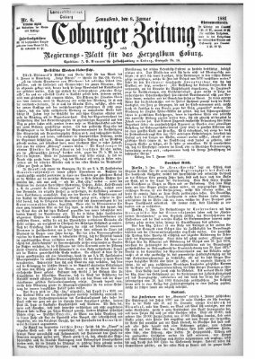 Coburger Zeitung Samstag 8. Januar 1881