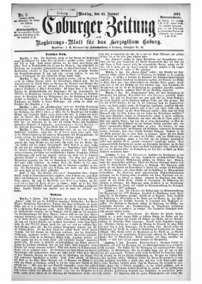 Coburger Zeitung Montag 10. Januar 1881