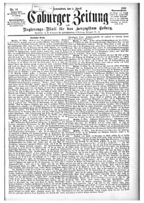 Coburger Zeitung Samstag 2. April 1881