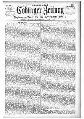 Coburger Zeitung Mittwoch 6. April 1881