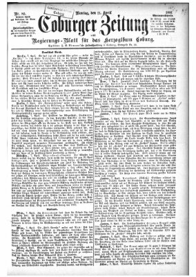 Coburger Zeitung Montag 11. April 1881