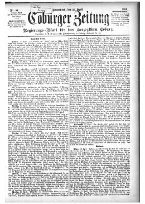 Coburger Zeitung Samstag 23. April 1881