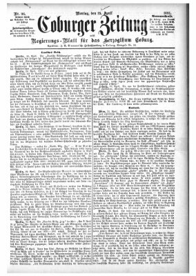 Coburger Zeitung Montag 25. April 1881