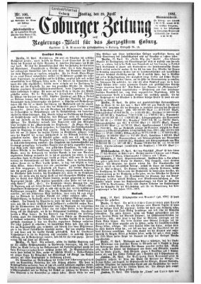 Coburger Zeitung Freitag 29. April 1881