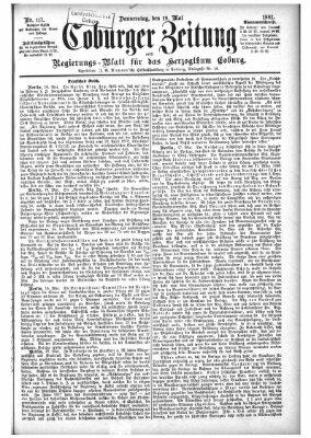 Coburger Zeitung Donnerstag 19. Mai 1881