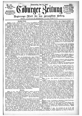 Coburger Zeitung Donnerstag 16. Juni 1881