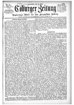 Coburger Zeitung Samstag 18. Juni 1881