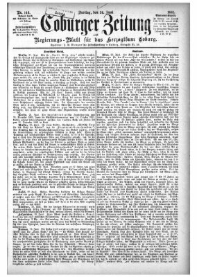 Coburger Zeitung Freitag 24. Juni 1881