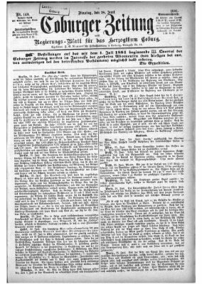 Coburger Zeitung Dienstag 28. Juni 1881