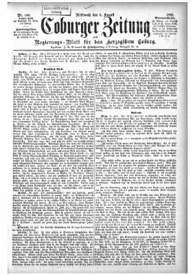 Coburger Zeitung Mittwoch 3. August 1881