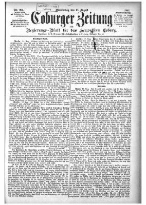 Coburger Zeitung Donnerstag 18. August 1881