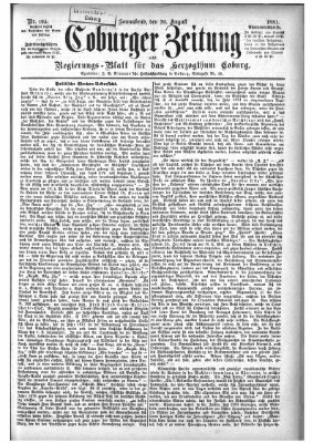 Coburger Zeitung Samstag 20. August 1881