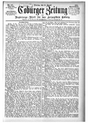 Coburger Zeitung Dienstag 23. August 1881