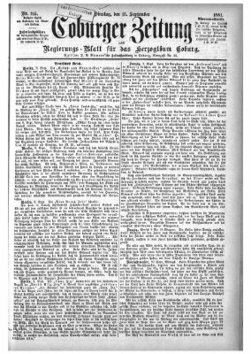 Coburger Zeitung Dienstag 13. September 1881