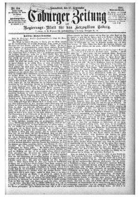 Coburger Zeitung Samstag 17. September 1881