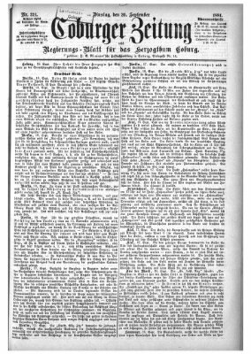 Coburger Zeitung Dienstag 20. September 1881