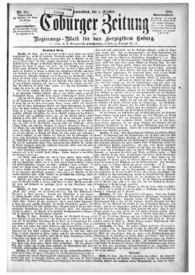 Coburger Zeitung Samstag 1. Oktober 1881