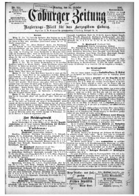 Coburger Zeitung Dienstag 25. Oktober 1881