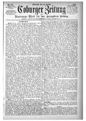 Coburger Zeitung Mittwoch 26. Oktober 1881