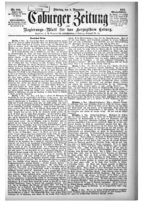 Coburger Zeitung Dienstag 8. November 1881