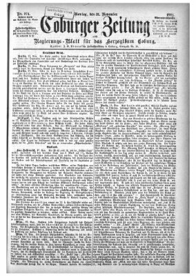 Coburger Zeitung Montag 21. November 1881