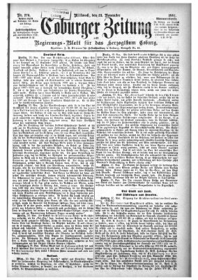 Coburger Zeitung Mittwoch 23. November 1881