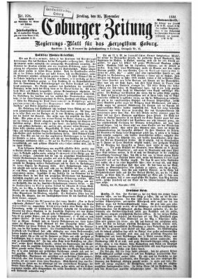 Coburger Zeitung Freitag 25. November 1881