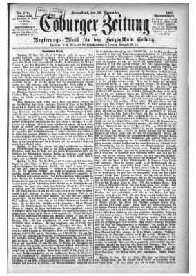 Coburger Zeitung Samstag 26. November 1881