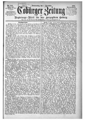 Coburger Zeitung Donnerstag 1. Dezember 1881