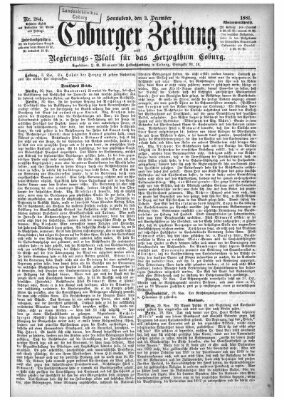 Coburger Zeitung Samstag 3. Dezember 1881