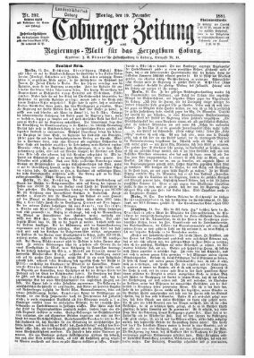 Coburger Zeitung Montag 19. Dezember 1881