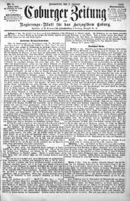 Coburger Zeitung Samstag 7. Januar 1882