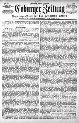 Coburger Zeitung Mittwoch 1. Februar 1882