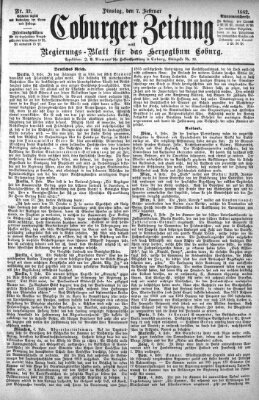 Coburger Zeitung Dienstag 7. Februar 1882