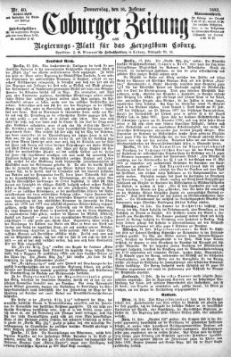 Coburger Zeitung Donnerstag 16. Februar 1882