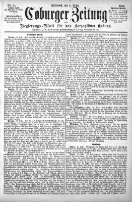 Coburger Zeitung Mittwoch 1. März 1882