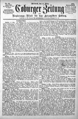 Coburger Zeitung Mittwoch 15. März 1882