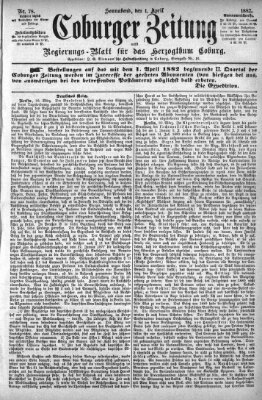 Coburger Zeitung Samstag 1. April 1882