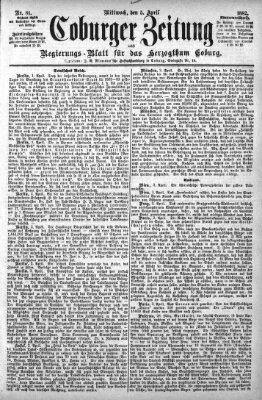 Coburger Zeitung Mittwoch 5. April 1882