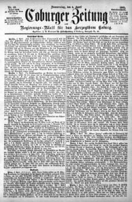 Coburger Zeitung Donnerstag 6. April 1882