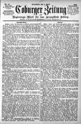 Coburger Zeitung Samstag 8. April 1882