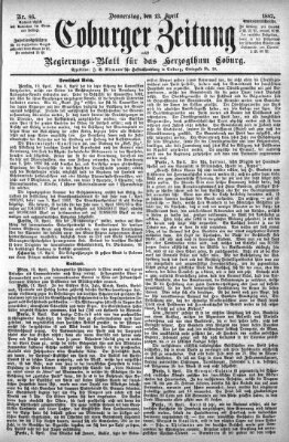 Coburger Zeitung Donnerstag 13. April 1882