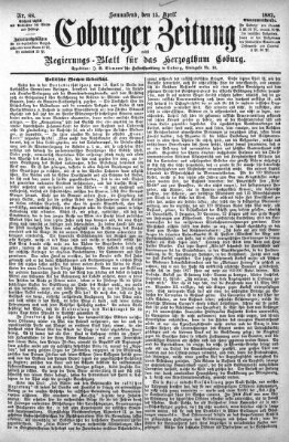 Coburger Zeitung Samstag 15. April 1882