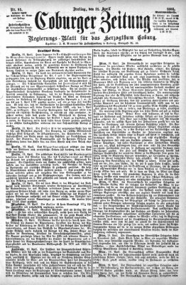 Coburger Zeitung Freitag 21. April 1882