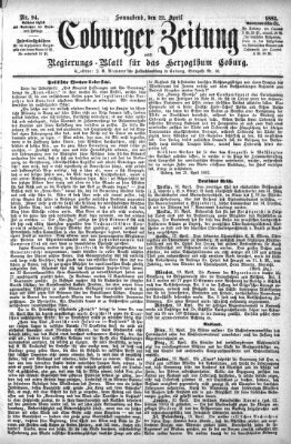 Coburger Zeitung Samstag 22. April 1882