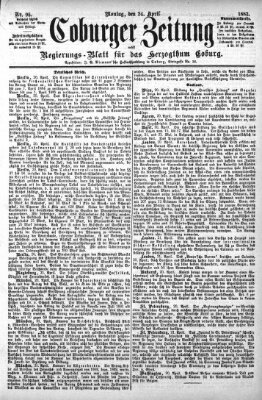 Coburger Zeitung Montag 24. April 1882